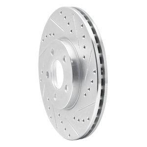 Chrysler PT Cruiser Brake Rotor (1) - Front Right - R1 Concepts - Drilled & Slotted - Silver - `01-`10